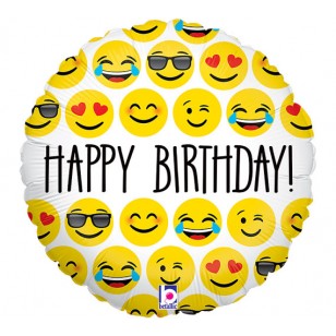 Emoji Faces Happy Birthday Balloon